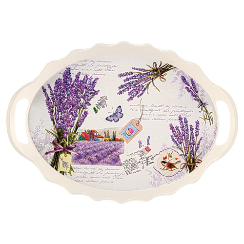 Поднос средний декоративный, овальный с рифлеными краями и ручками